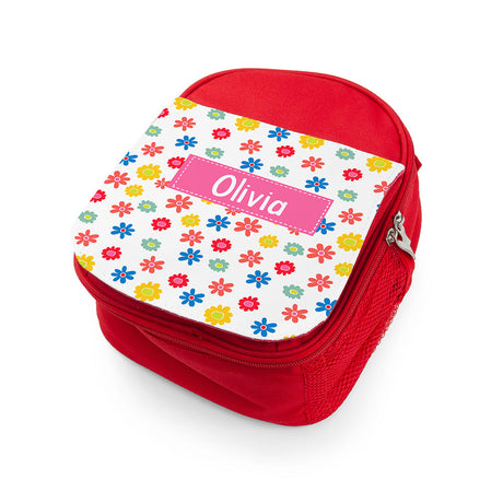 Personalised Red Patterned Lunch Bag for Girls: 6 - Lunch Boxes & Bags By Gift Moments
