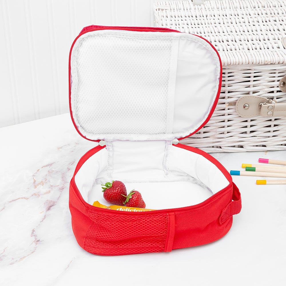 Personalised Girl’s Red Patterned Lunch Bags: 5 - Lunch Boxes & Bags By Gift Moments