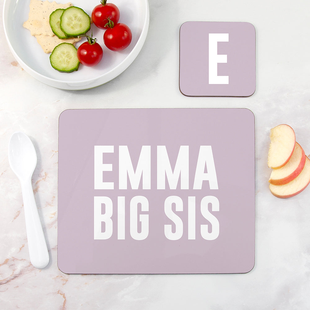 Personalised Girl’s Sis Placemat & Coaster Set: 2 - Placemats By Gift Moments
