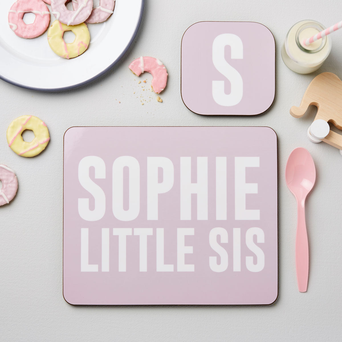 Personalised Girl’s Sis Placemat & Coaster Set: 1 - Placemats By Gift Moments
