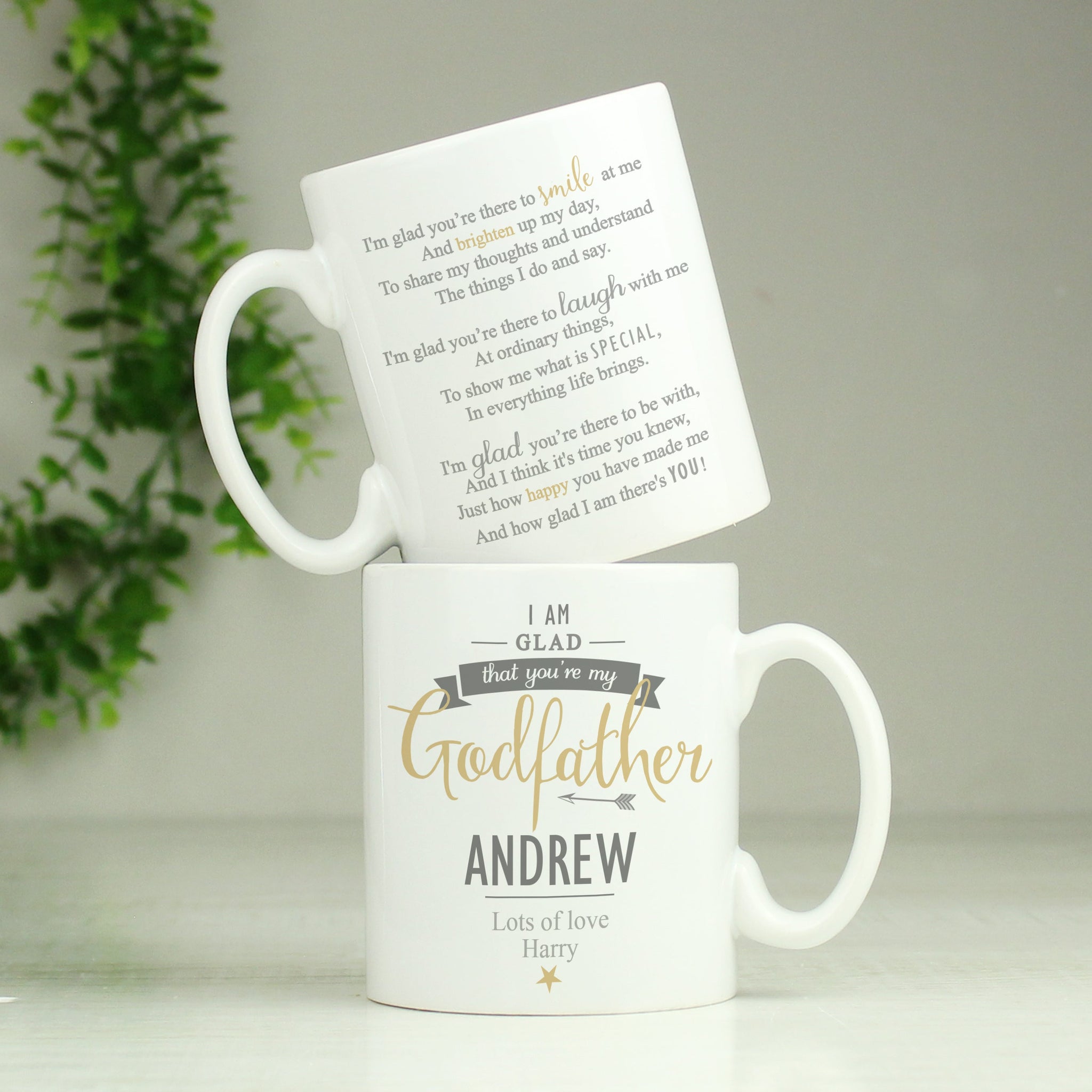 Personalised I Am Glad... Godfather Mug: 2 - Mugs By Gift Moments