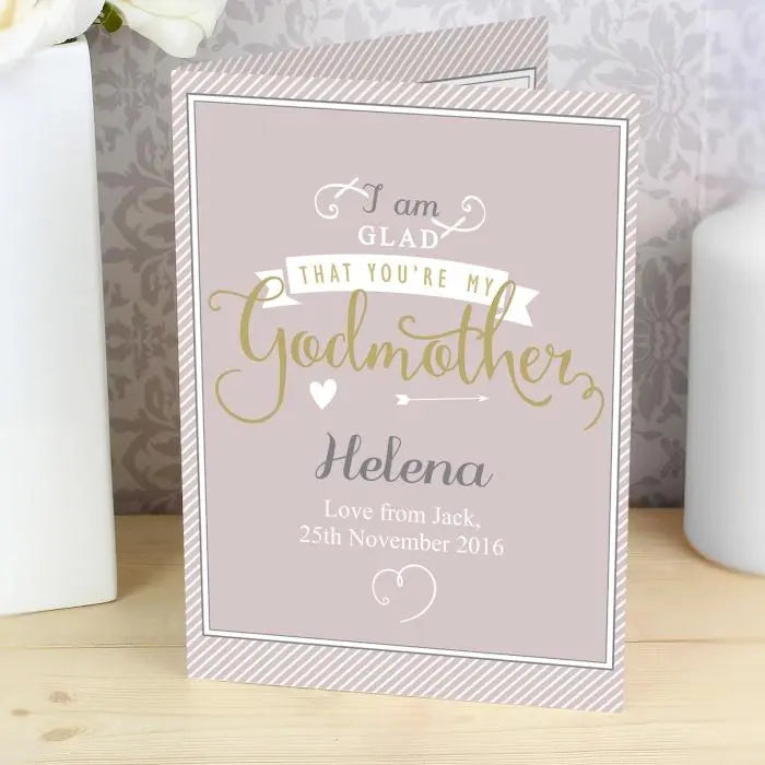 Personalised I Am Glad... Godmother Card: 1 - Greeting Cards By Gift Moments