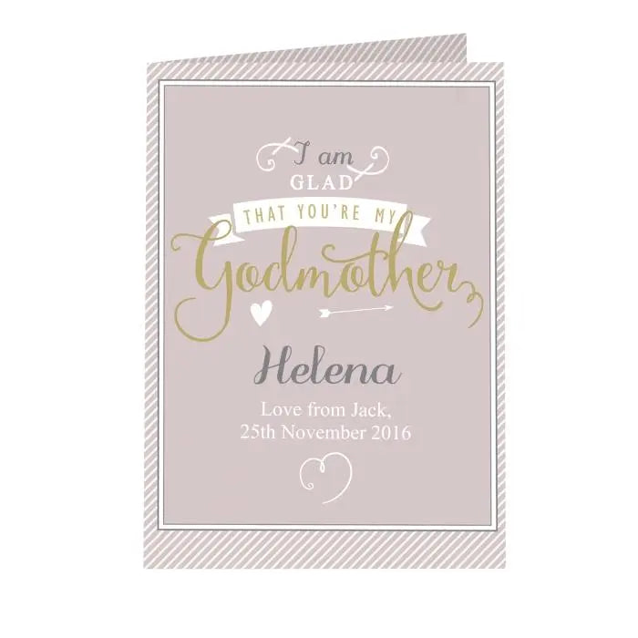 Personalised I Am Glad... Godmother Card: 2 - Greeting Cards By Gift Moments