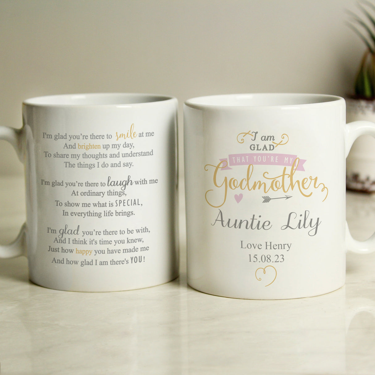 Personalised I Am Glad... Godmother Mug: 3 - Mugs By Gift Moments