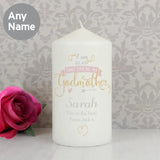 Personalised I Am Glad... Godmother Pillar Candle: 3 - Candles By Gift Moments