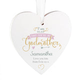 Personalised I Am Glad... Godmother Wooden Heart Decoration: 4 - Decorations By Gift Moments