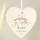 Personalised I Am Glad... Godmother Wooden Heart Decoration: 3 - Decorations By Gift Moments