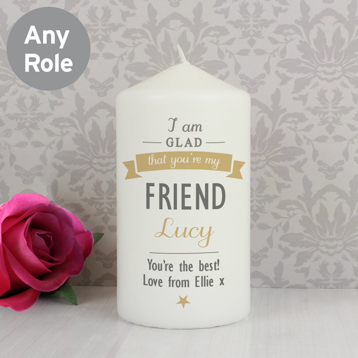 Personalised I Am Glad... Pillar Candle: 6 - Candles By Gift Moments