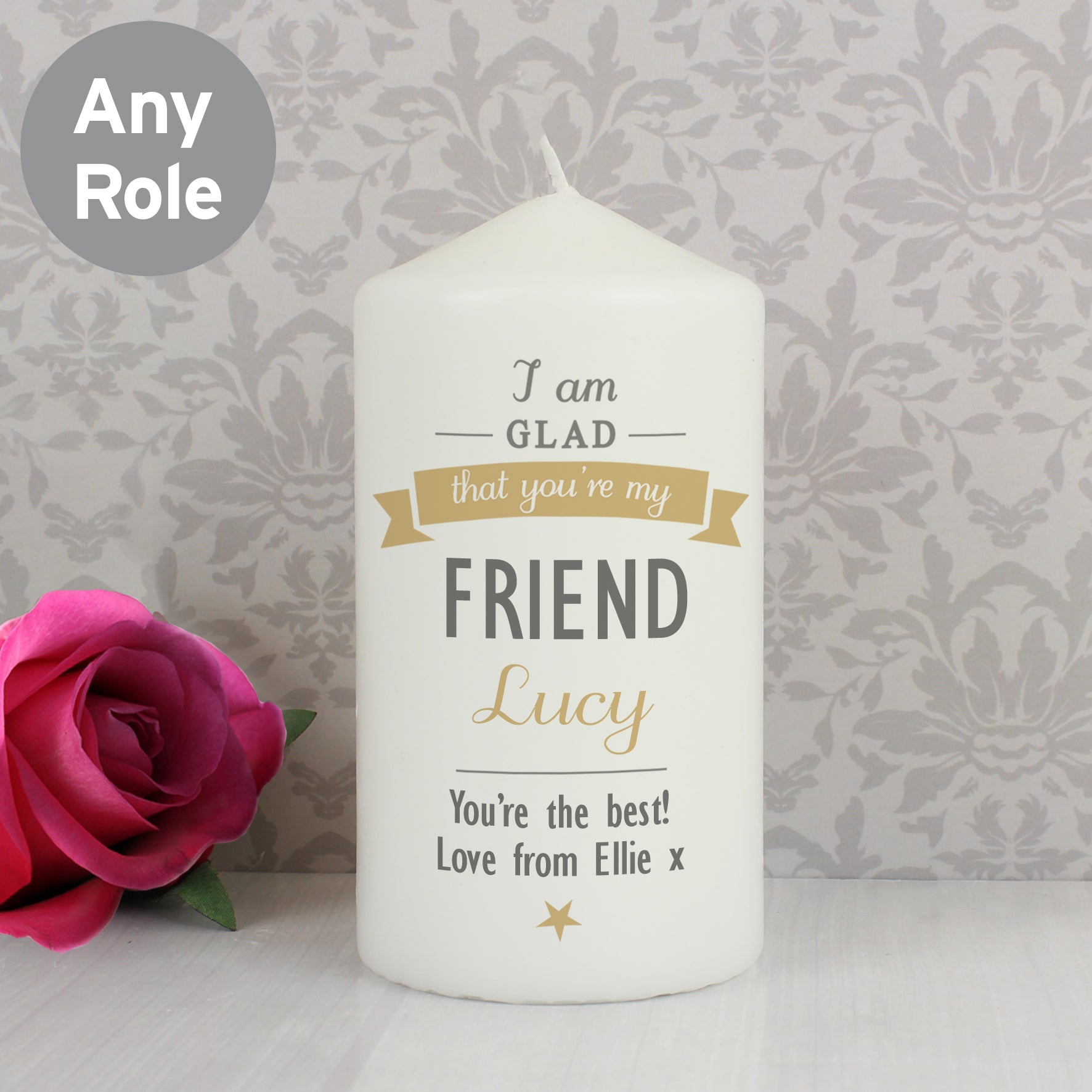 Personalised I Am Glad... Pillar Candle: 6 - Candles By Gift Moments