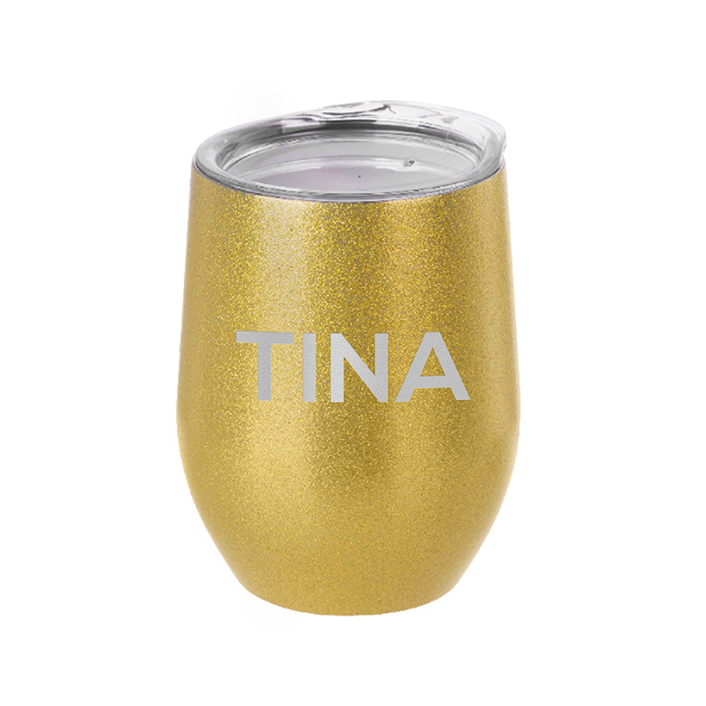 Personalised Glitter Stemless Wine Tumblers: 4 - Tumblers By Gift Moments