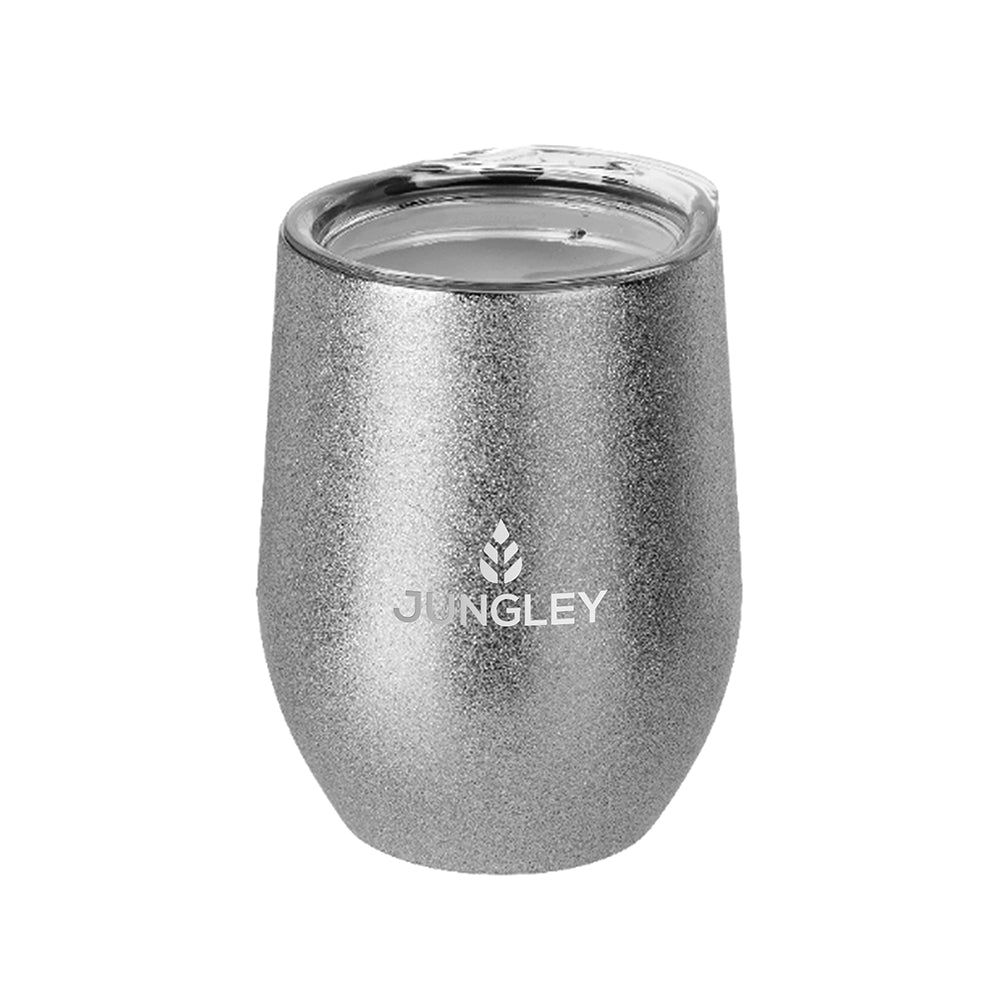 Personalised Glitter Stemless Wine Tumblers: 7 - Silver - Tumblers By Gift Moments