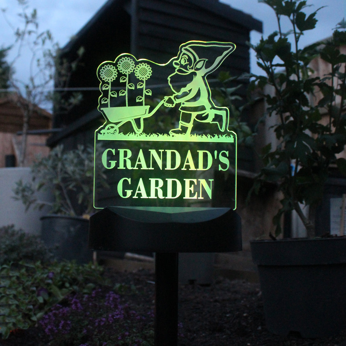 Personalised Gnome Garden Outdoor Solar Light: 3 Solar Lights By Gift Moments