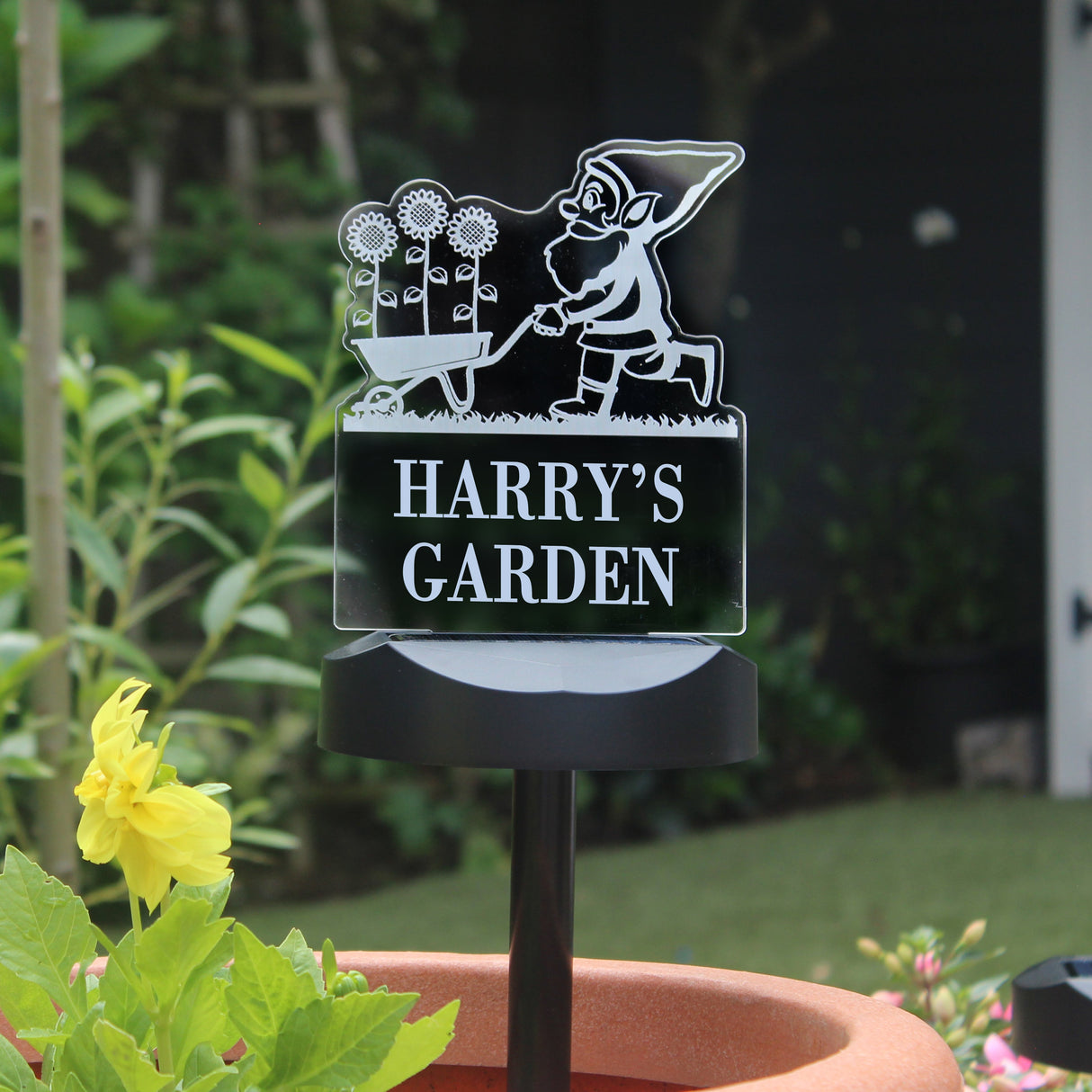 Personalised Gnome Garden Outdoor Solar Light: 4 Solar Lights By Gift Moments