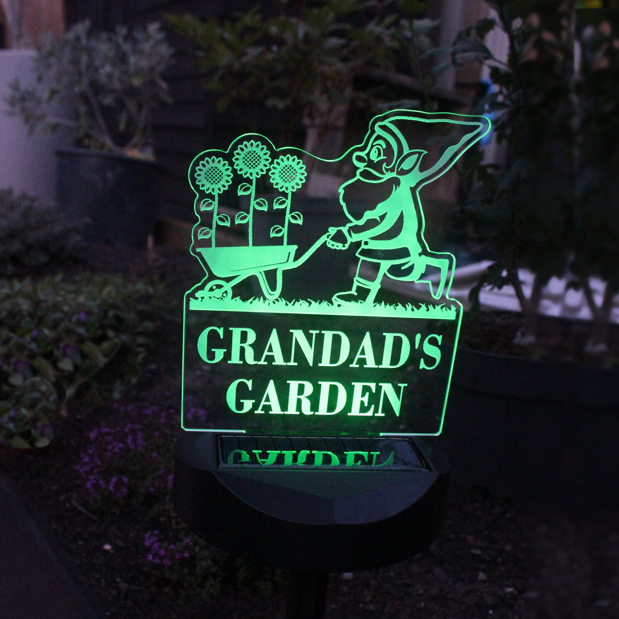 Personalised Gnome Garden Outdoor Solar Light: 7 Solar Lights By Gift Moments