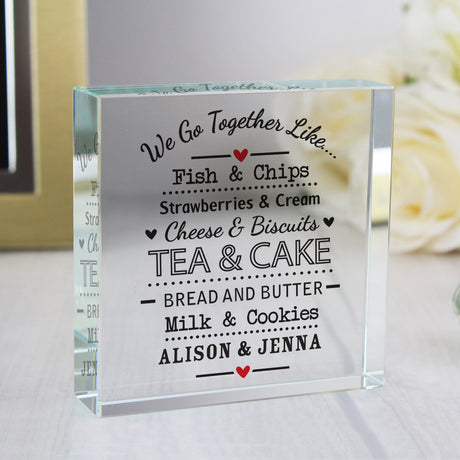 Personalised We Go Together Like... Crystal Token: 4 - Crystal Tokens By Gift Moments