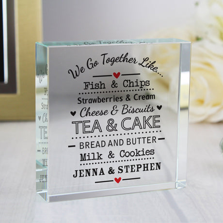 Personalised We Go Together Like... Crystal Token: 1 - Crystal Tokens By Gift Moments
