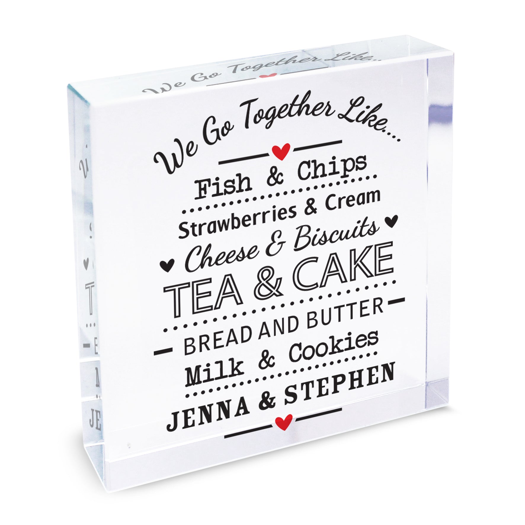 Personalised We Go Together Like... Crystal Token: 3 - Crystal Tokens By Gift Moments