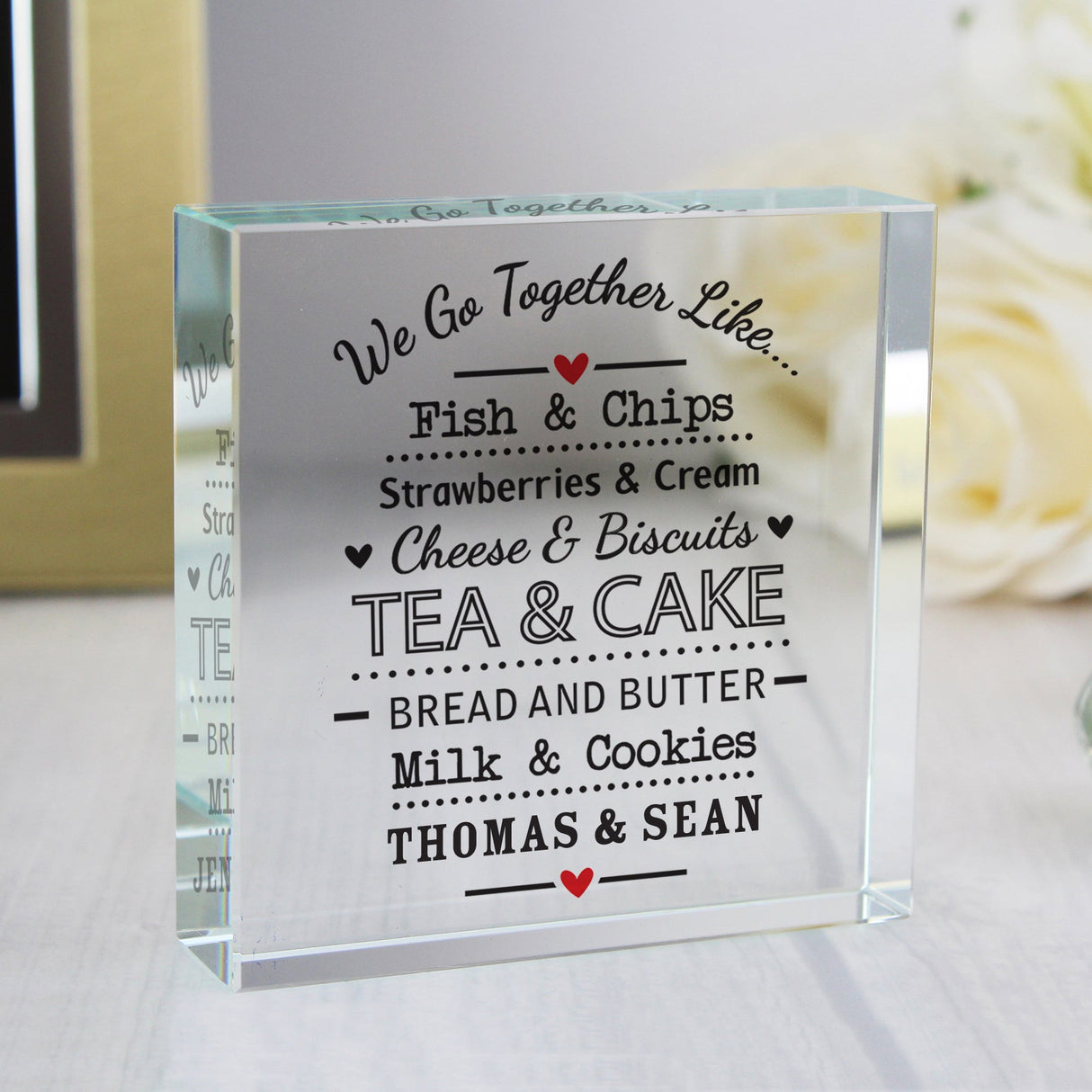 Personalised We Go Together Like... Crystal Token: 2 - Crystal Tokens By Gift Moments