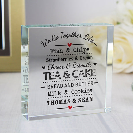 Personalised We Go Together Like... Crystal Token: 2 - Crystal Tokens By Gift Moments