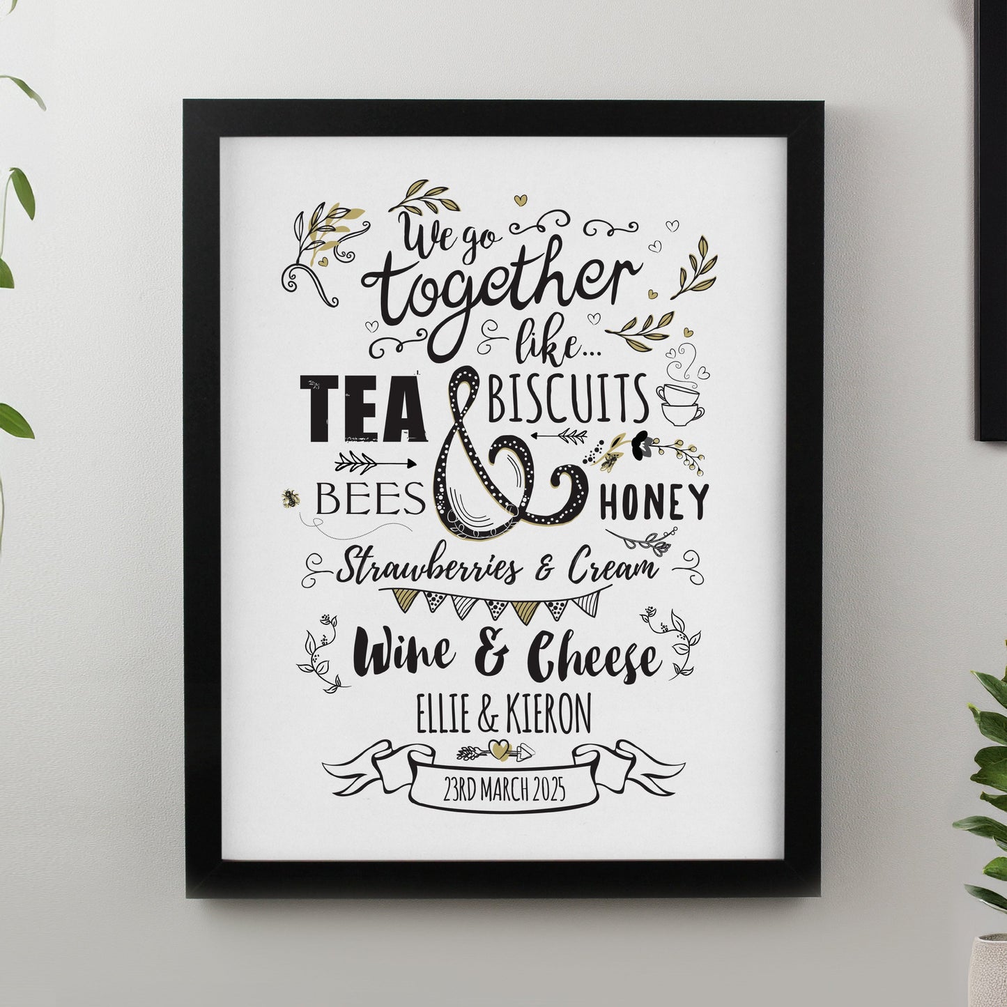 Personalised We Go Together Like Framed Prints: 2 - Black - Framed Prints By Gift Moments