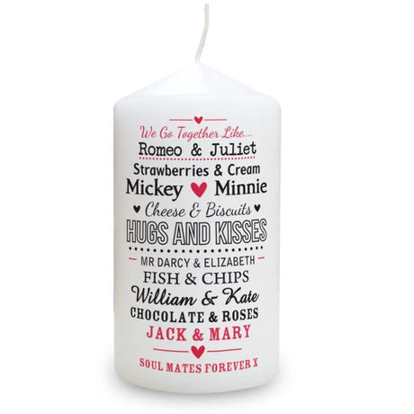 Personalised We Go Together Like.... Pillar Candle: 2 - Candles By Gift Moments