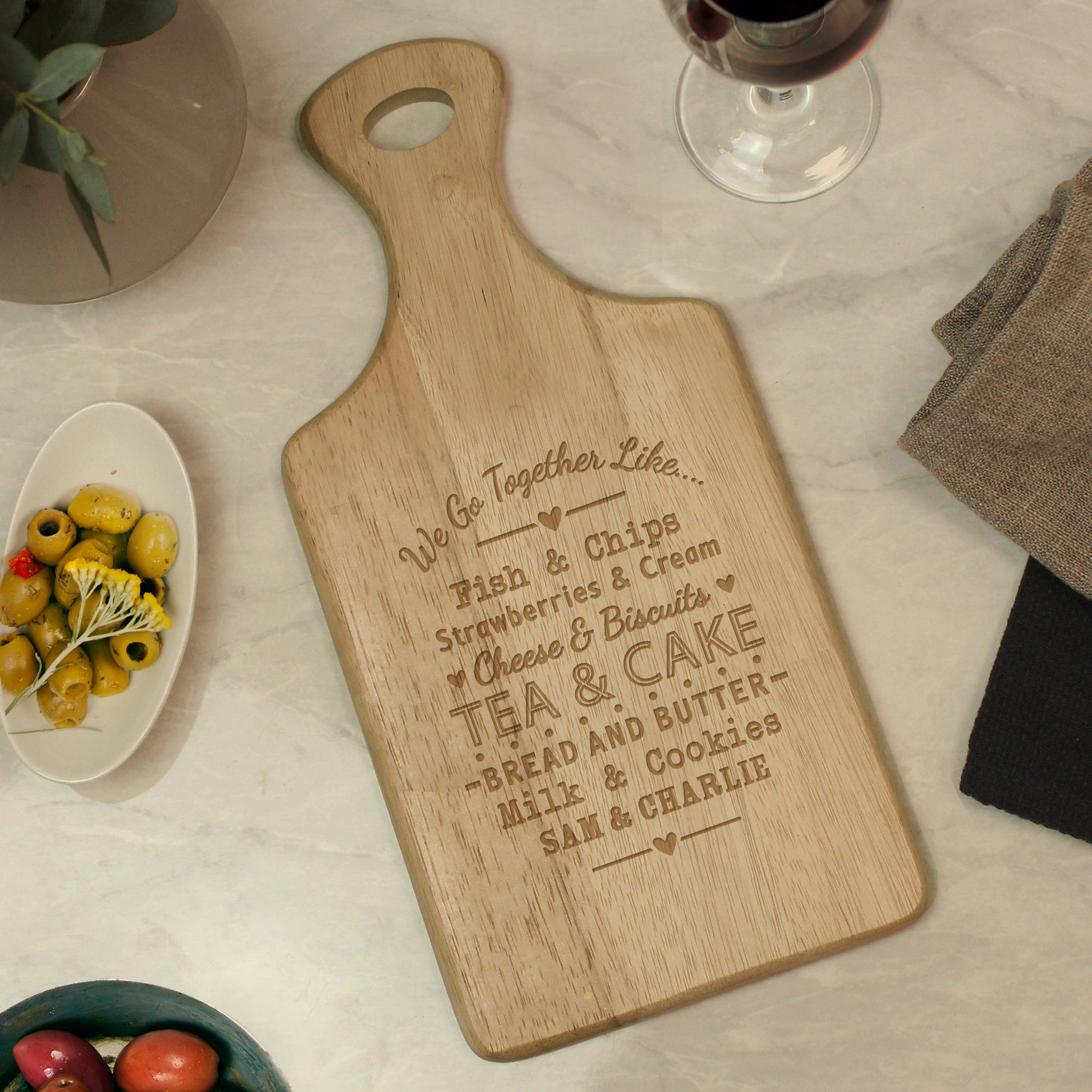 Personalised We Go Together Wooden Paddle Board: 4 - Chopping Boards By Gift Moments