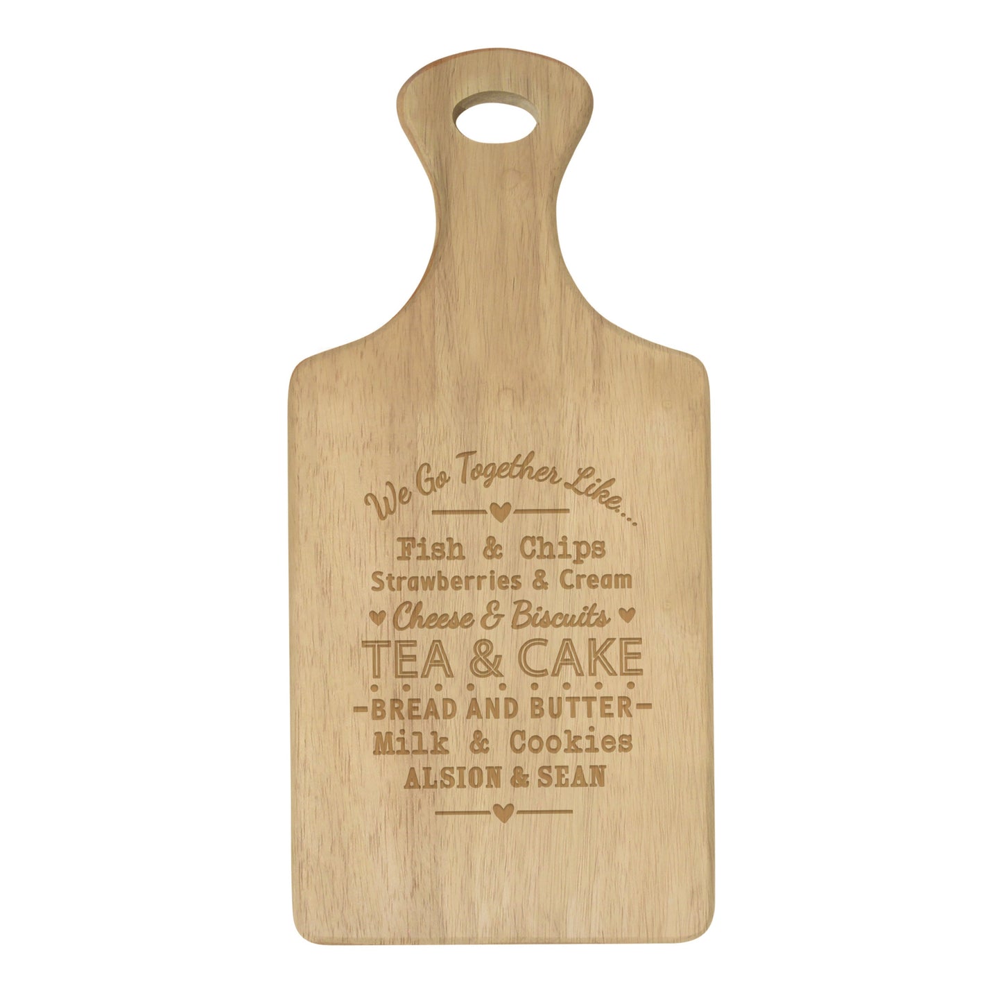 Personalised We Go Together Wooden Paddle Board: 5 - Chopping Boards By Gift Moments
