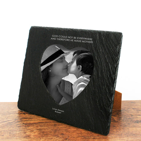 Personalised God Made Mothers Heart Slate Photo Frame: 1 Photo Frames By Gift Moments
