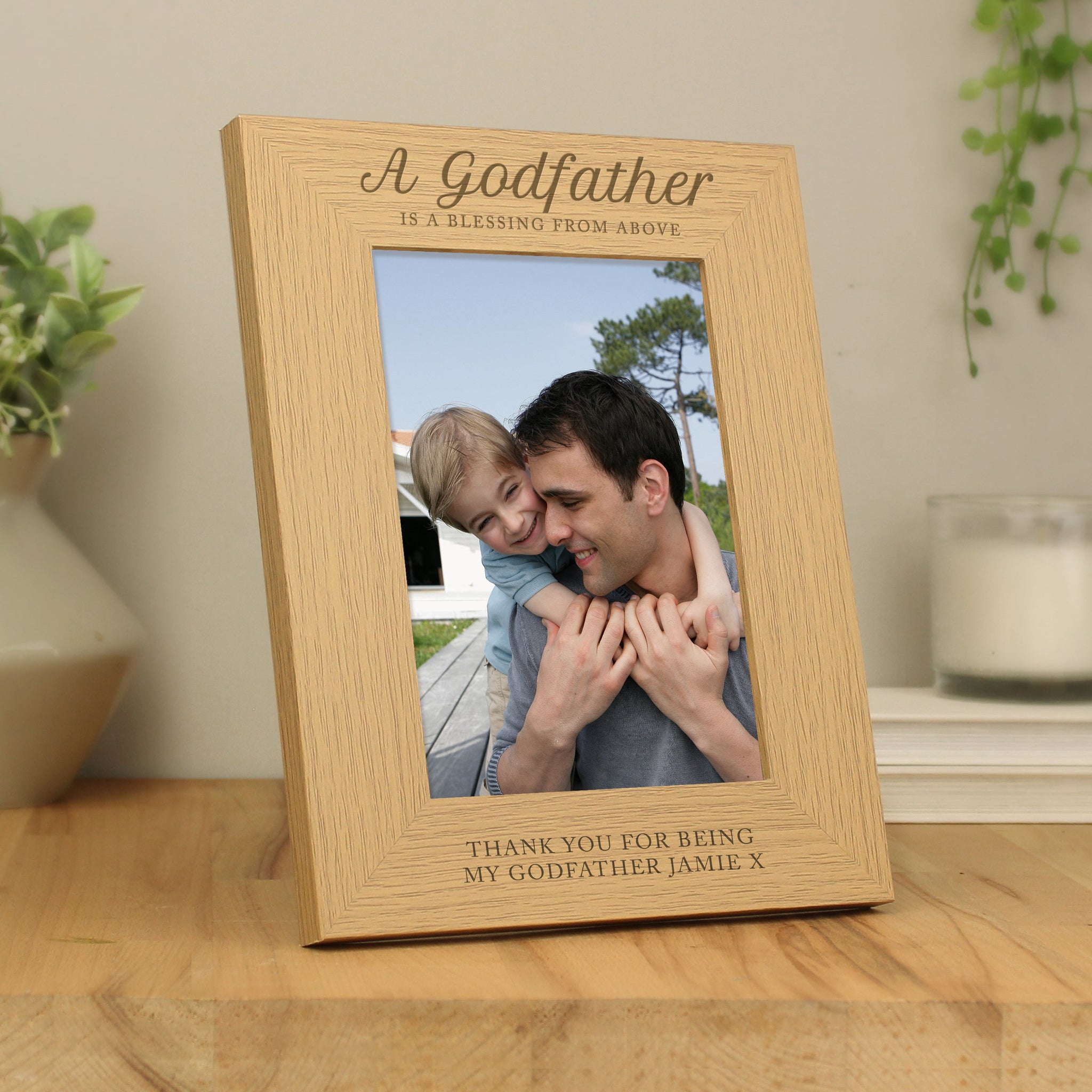 Personalised Godfather 5x7 Oak Finish Photo Frame: 1 - Photo Frames By Gift Moments