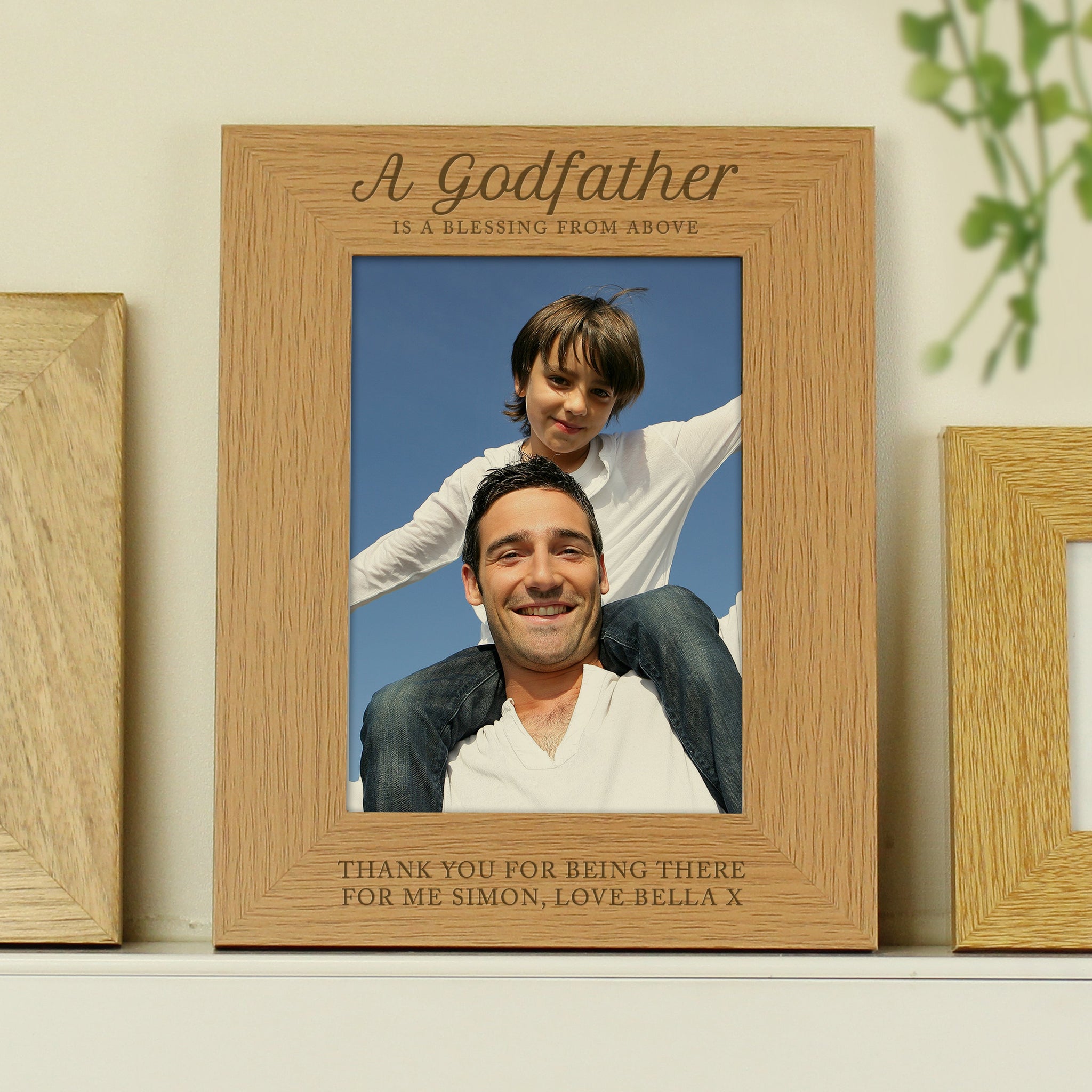 Personalised Godfather 5x7 Oak Finish Photo Frame: 2 - Photo Frames By Gift Moments