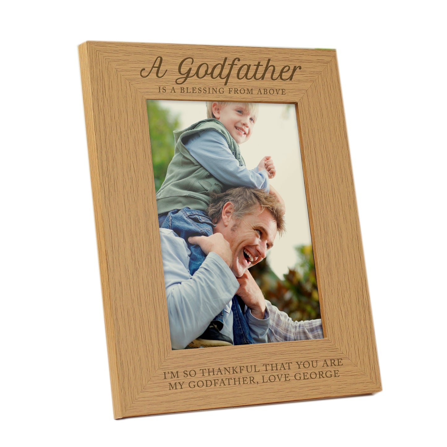 Personalised Godfather 5x7 Oak Finish Photo Frame: 4 - Photo Frames By Gift Moments