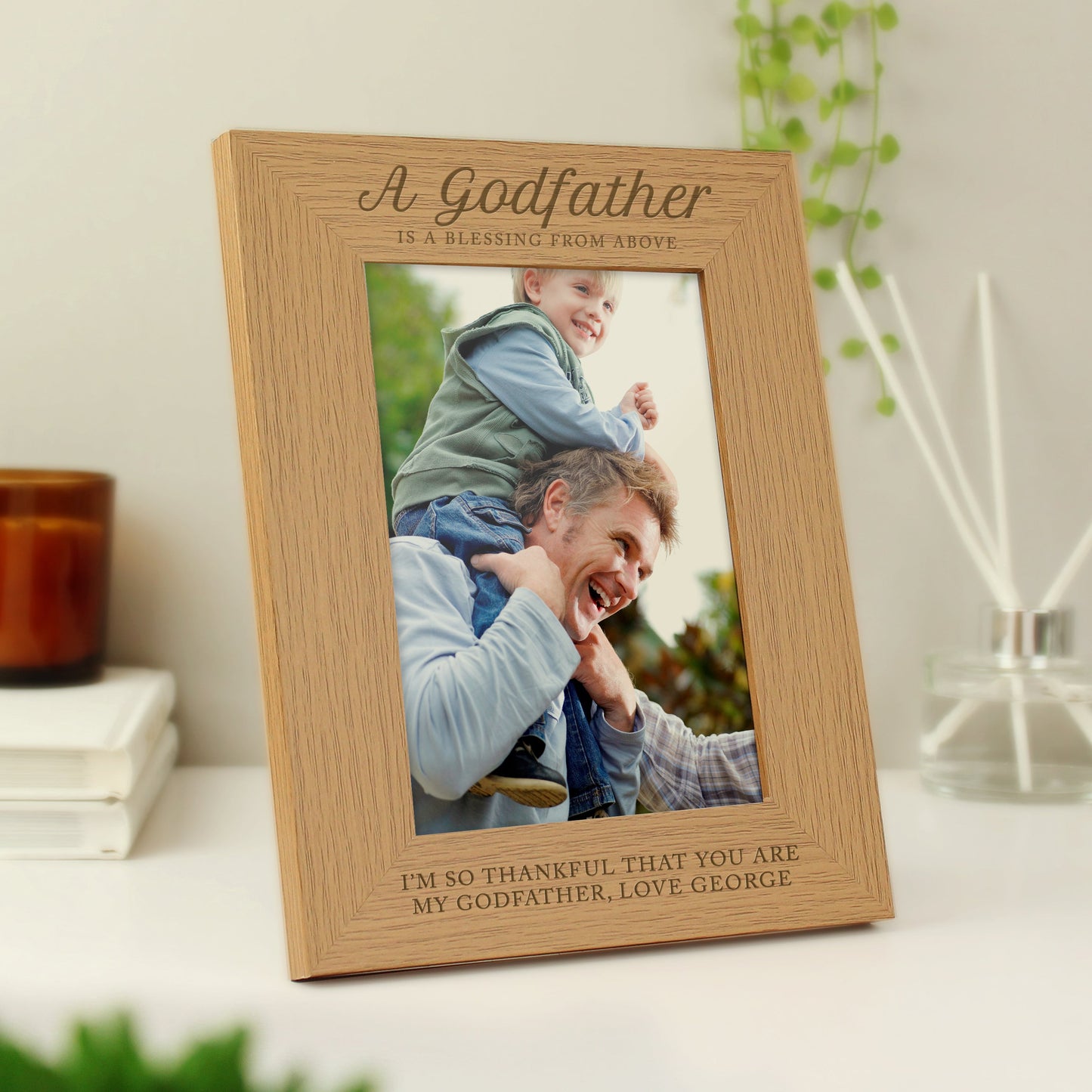 Personalised Godfather 5x7 Oak Finish Photo Frame: 3 - Photo Frames By Gift Moments