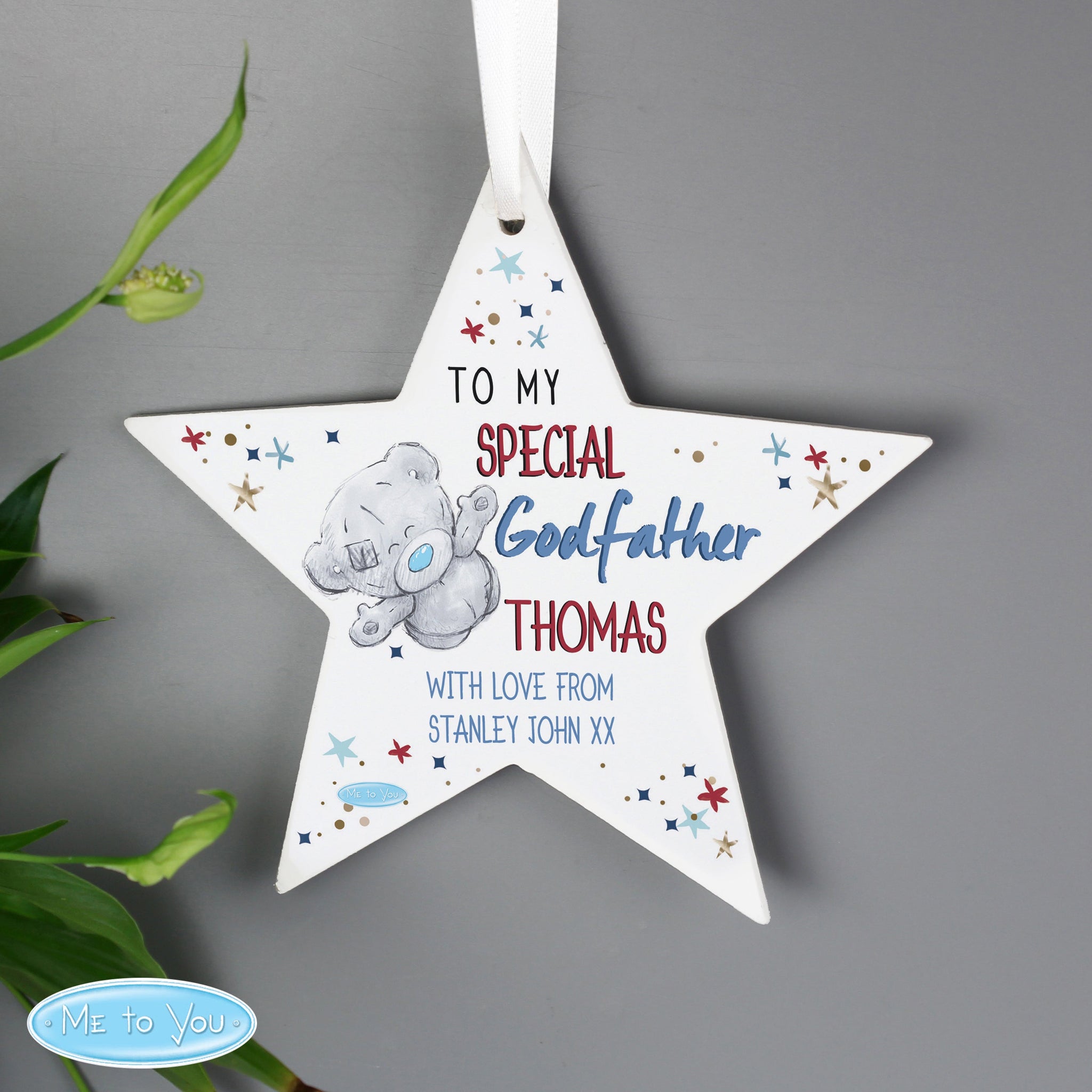 Personalised Me to You Godfather Wooden Star Decoration: 1 - Decorations