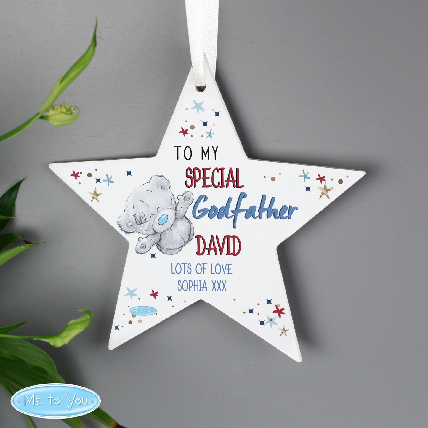 Personalised Me to You Godfather Wooden Star Decoration: 3 - Decorations