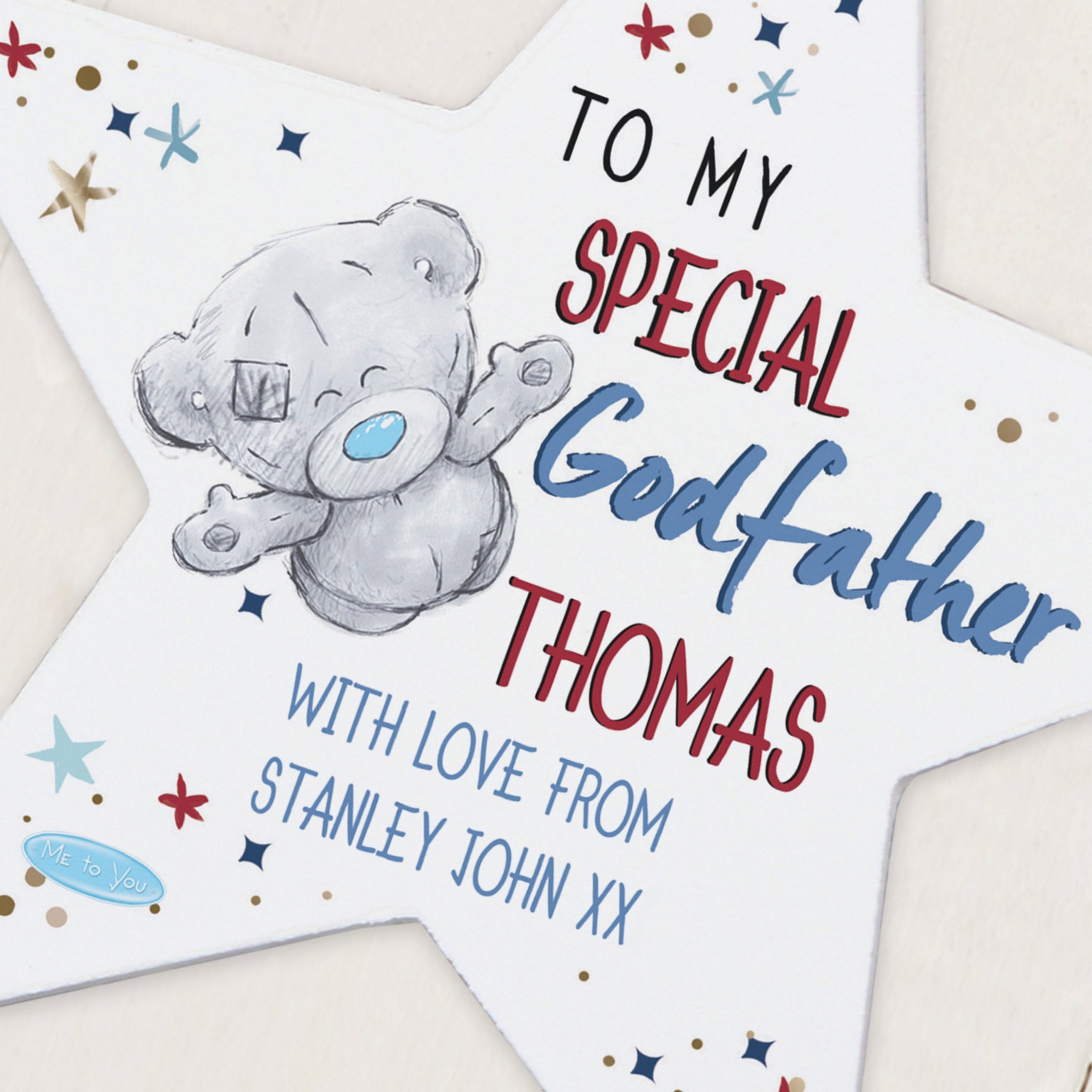 Personalised Me to You Godfather Wooden Star Decoration: 2 - Decorations