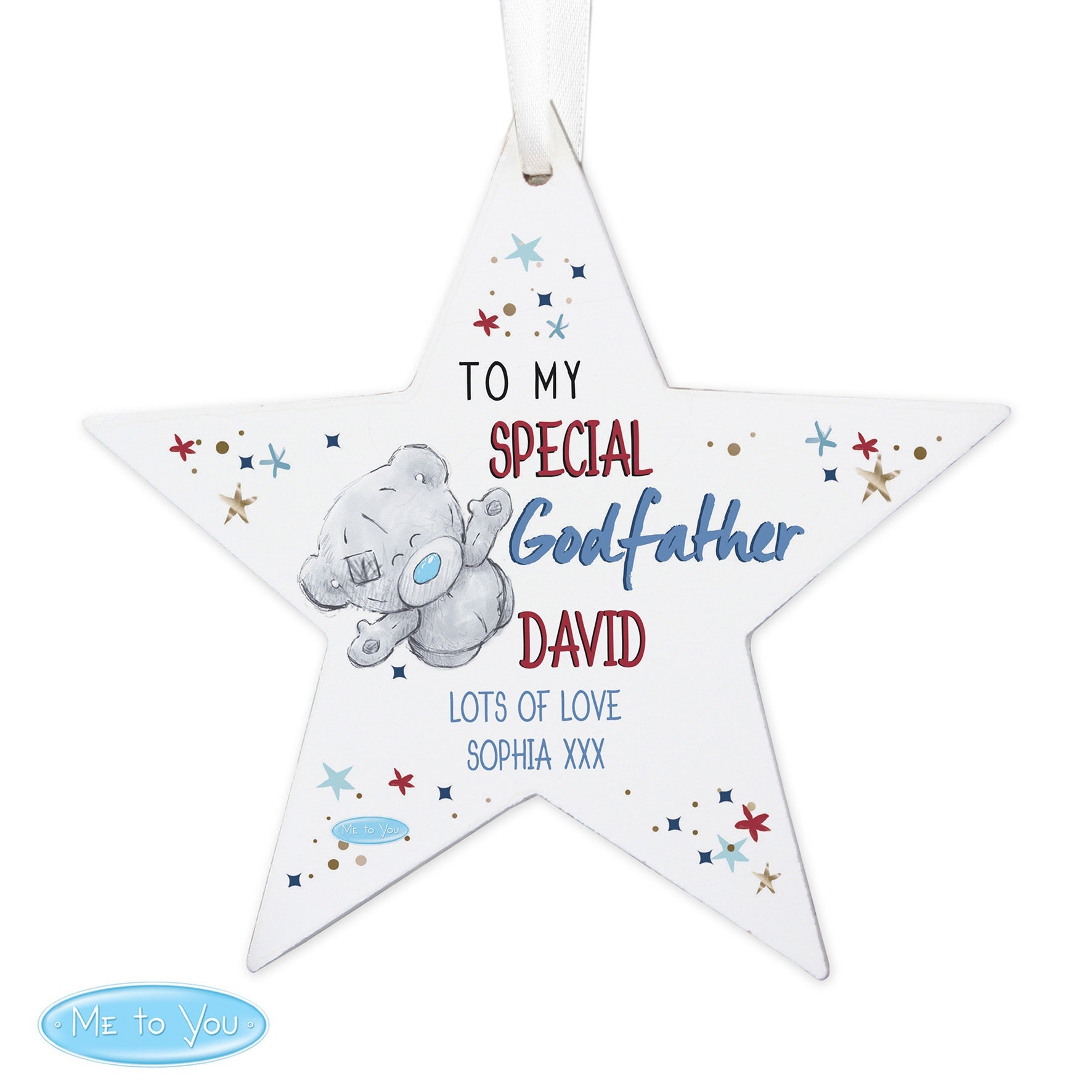 Personalised Me to You Godfather Wooden Star Decoration: 4 - Decorations