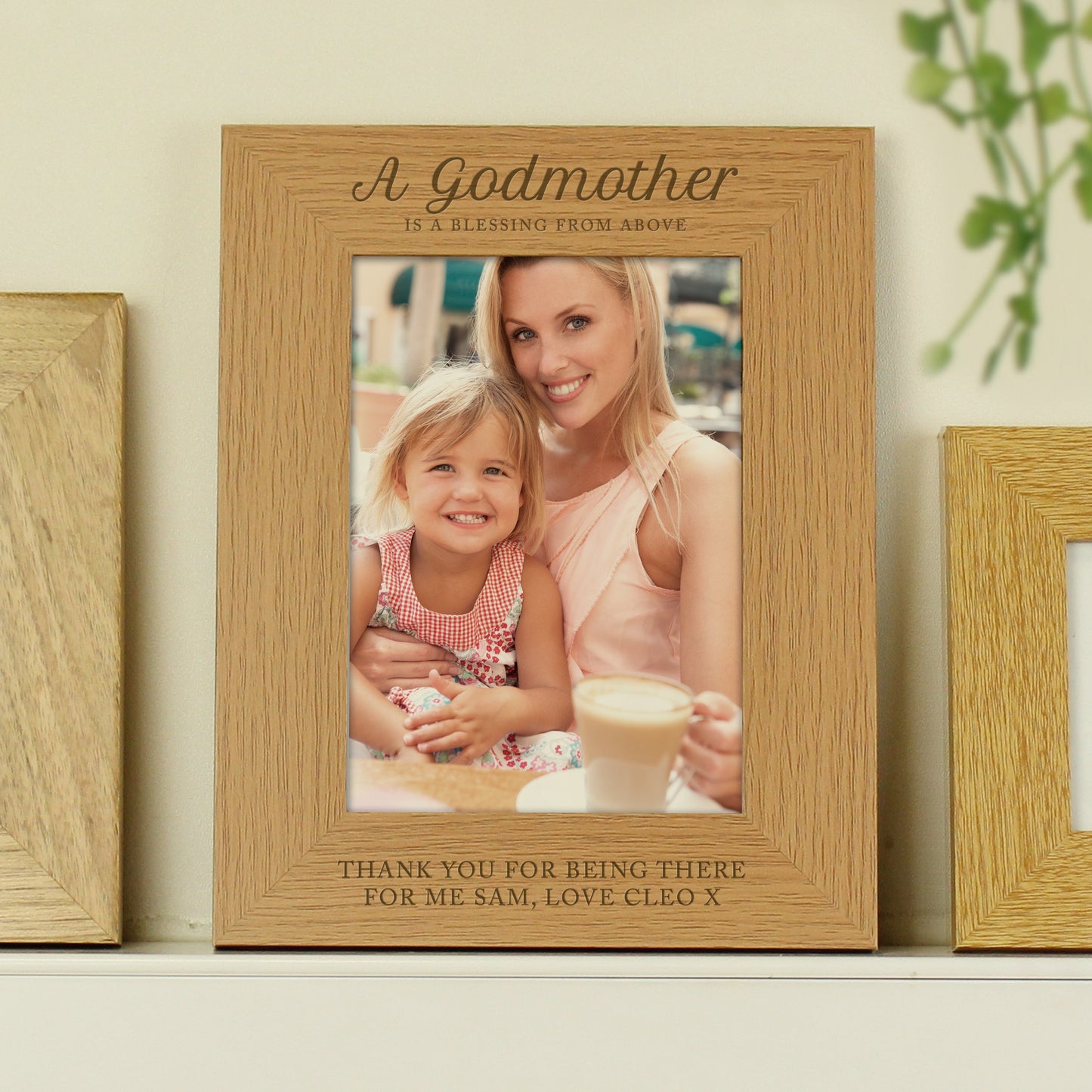 Personalised Godmother 5x7 Oak Finish Photo Frame: 2 - Photo Frames By Gift Moments
