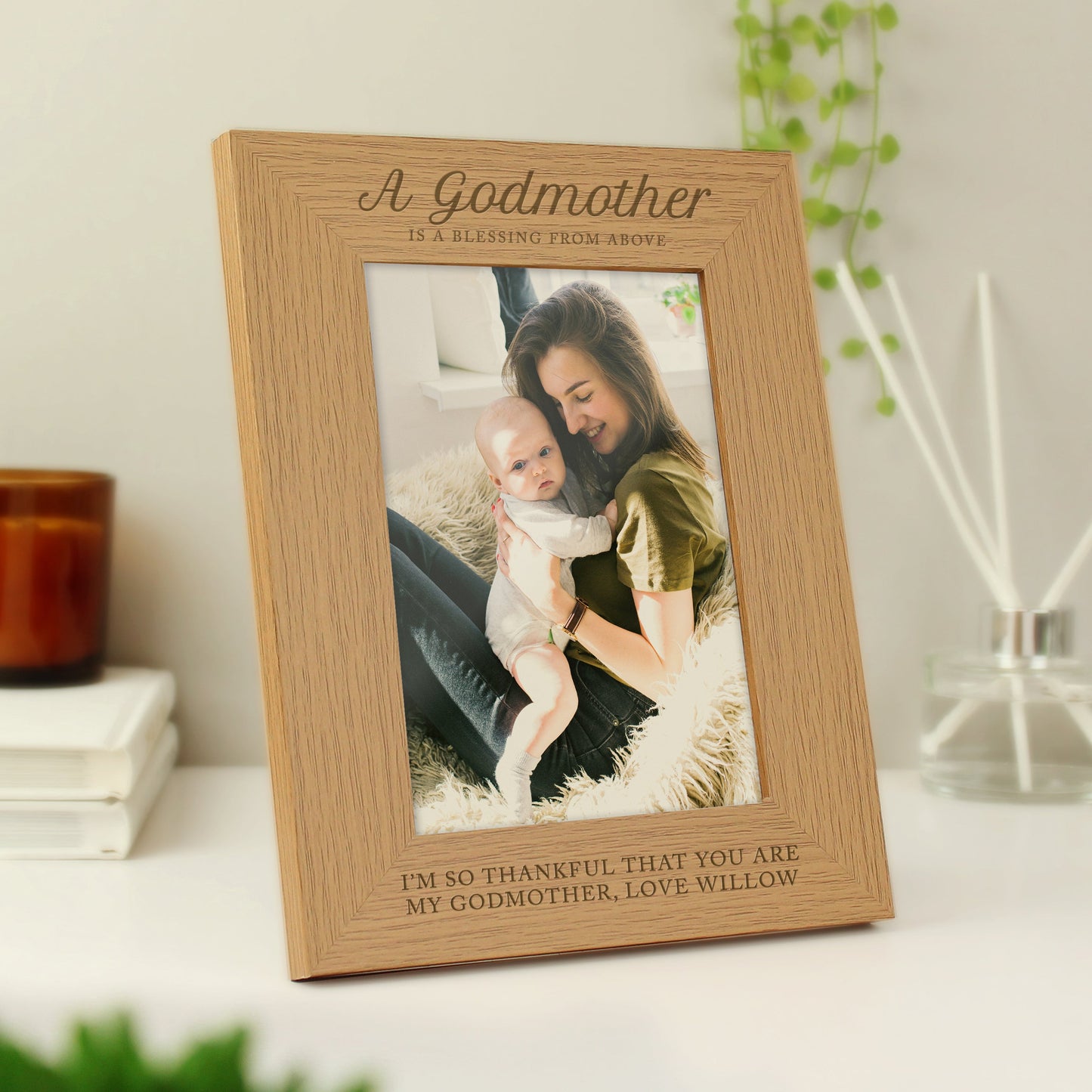 Personalised Godmother 5x7 Oak Finish Photo Frame: 3 - Photo Frames By Gift Moments