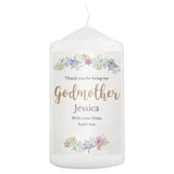 Personalised Godmother Floral Watercolour Candle: 2 - Candles By Gift Moments
