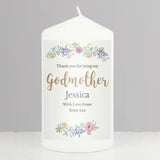 Personalised Godmother Floral Watercolour Candle: 1 - Candles By Gift Moments
