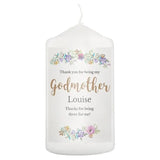Personalised Godmother Floral Watercolour Candle: 4 - Candles By Gift Moments