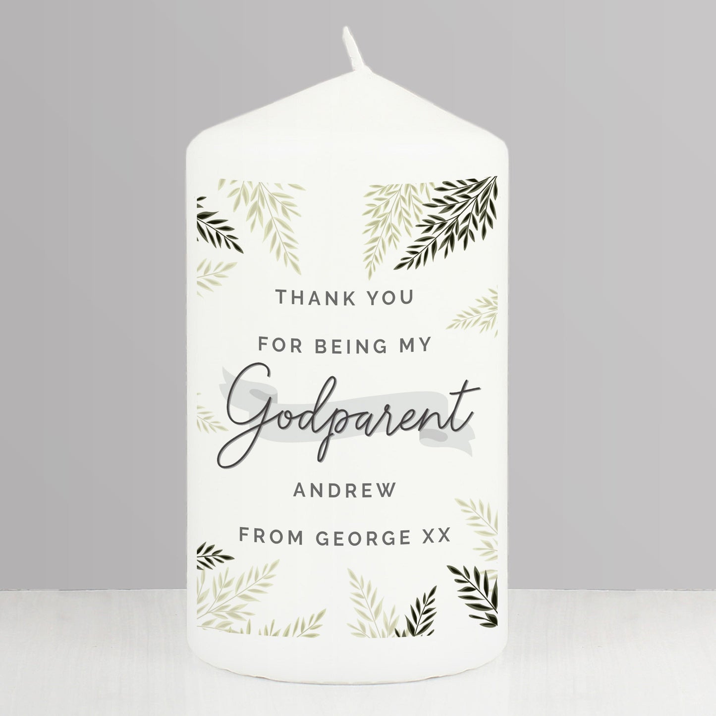 Personalised Godparent Pillar Candle: 4 - Candles By Gift Moments