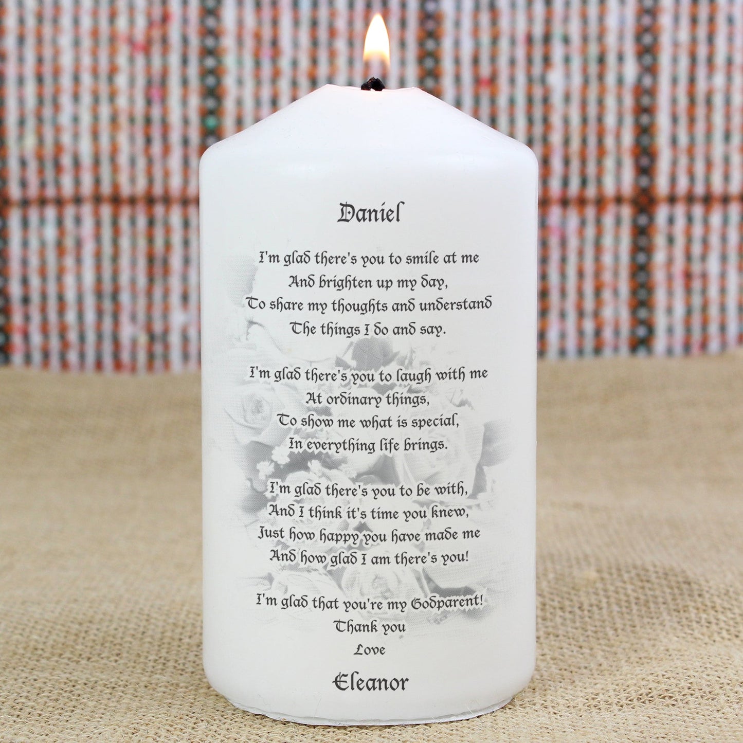 Personalised Godparent Pillar Candle: 2 - Candles By Gift Moments