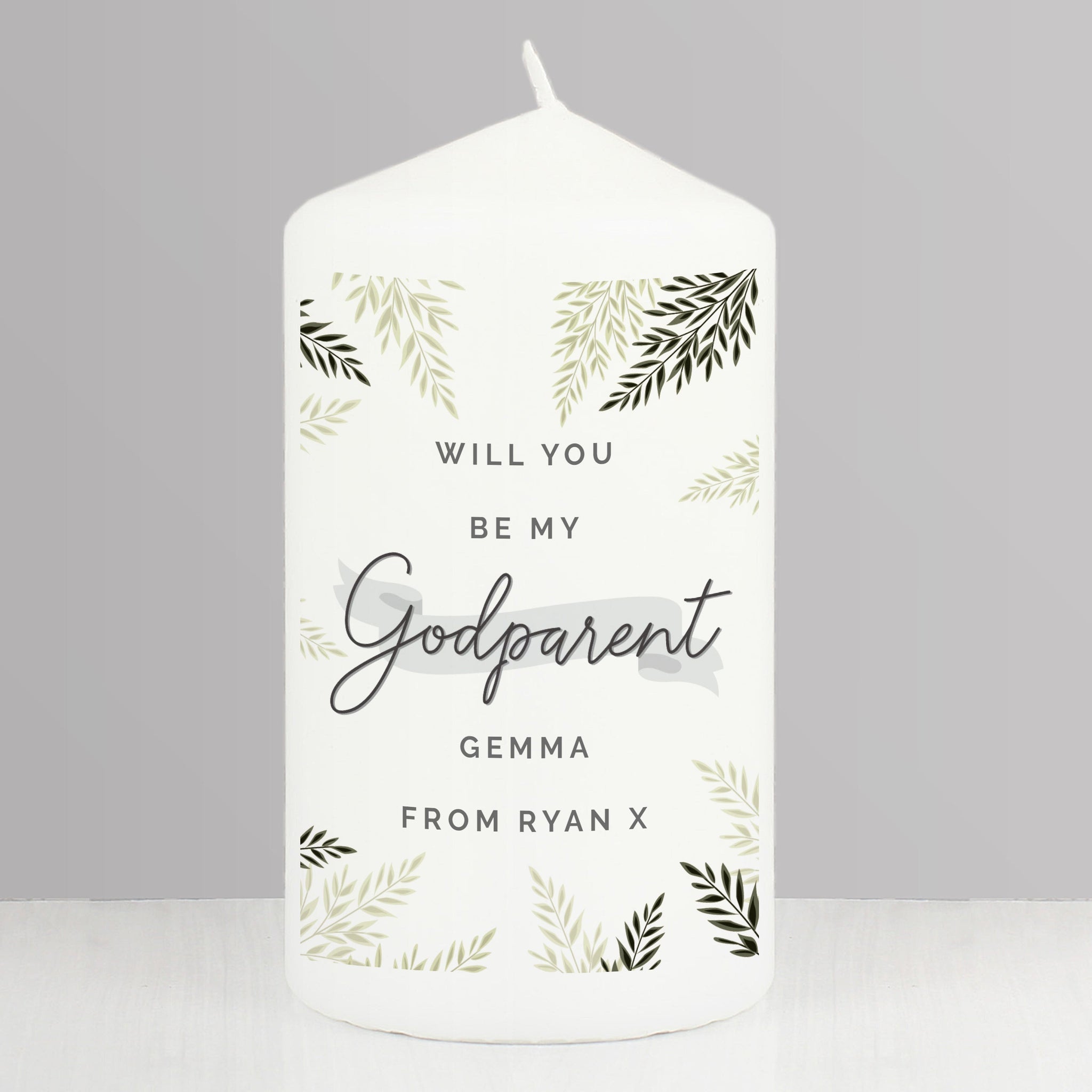 Personalised Godparent Pillar Candle: 5 - Candles By Gift Moments