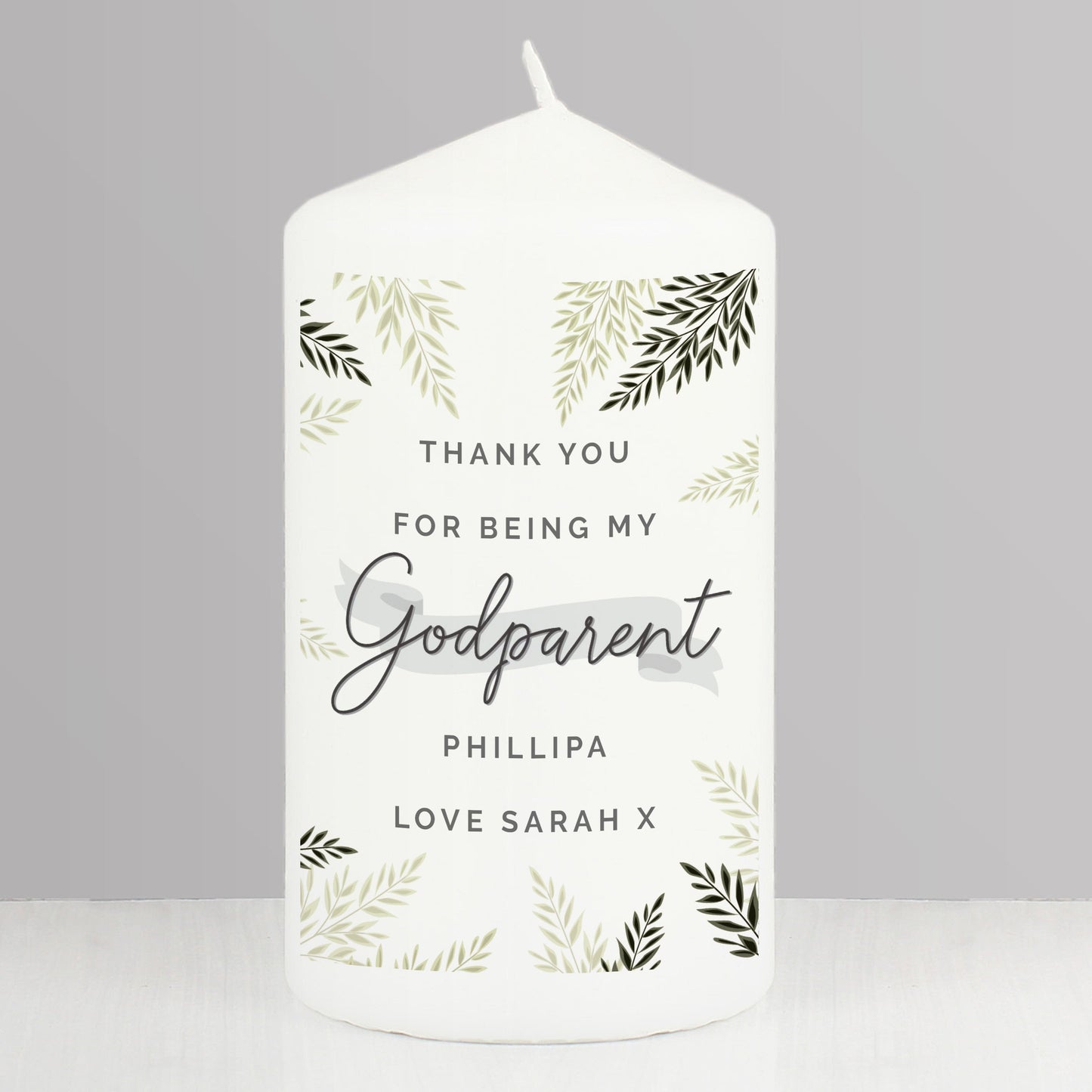 Personalised Godparent Pillar Candle: 1 - Candles By Gift Moments