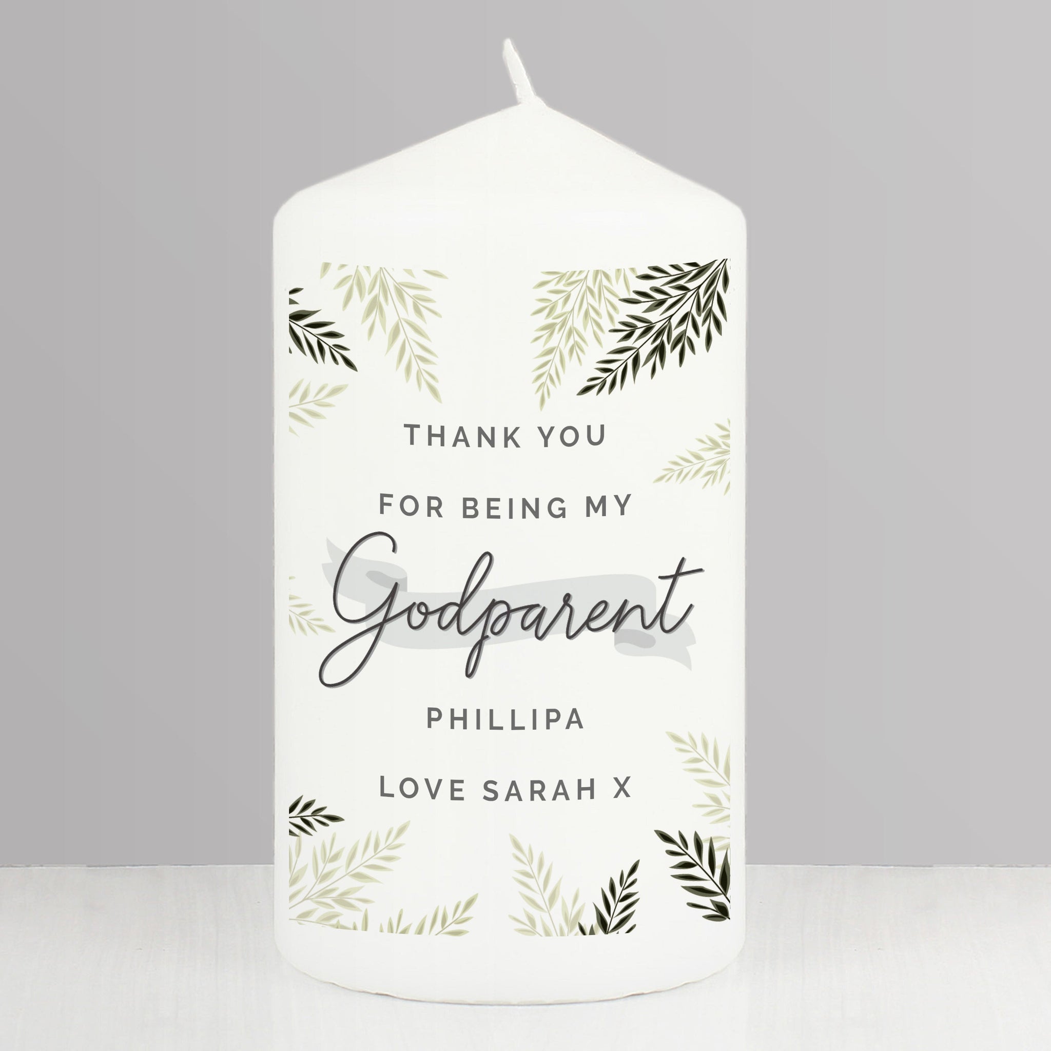 Personalised Godparent Pillar Candle: 1 - Candles By Gift Moments
