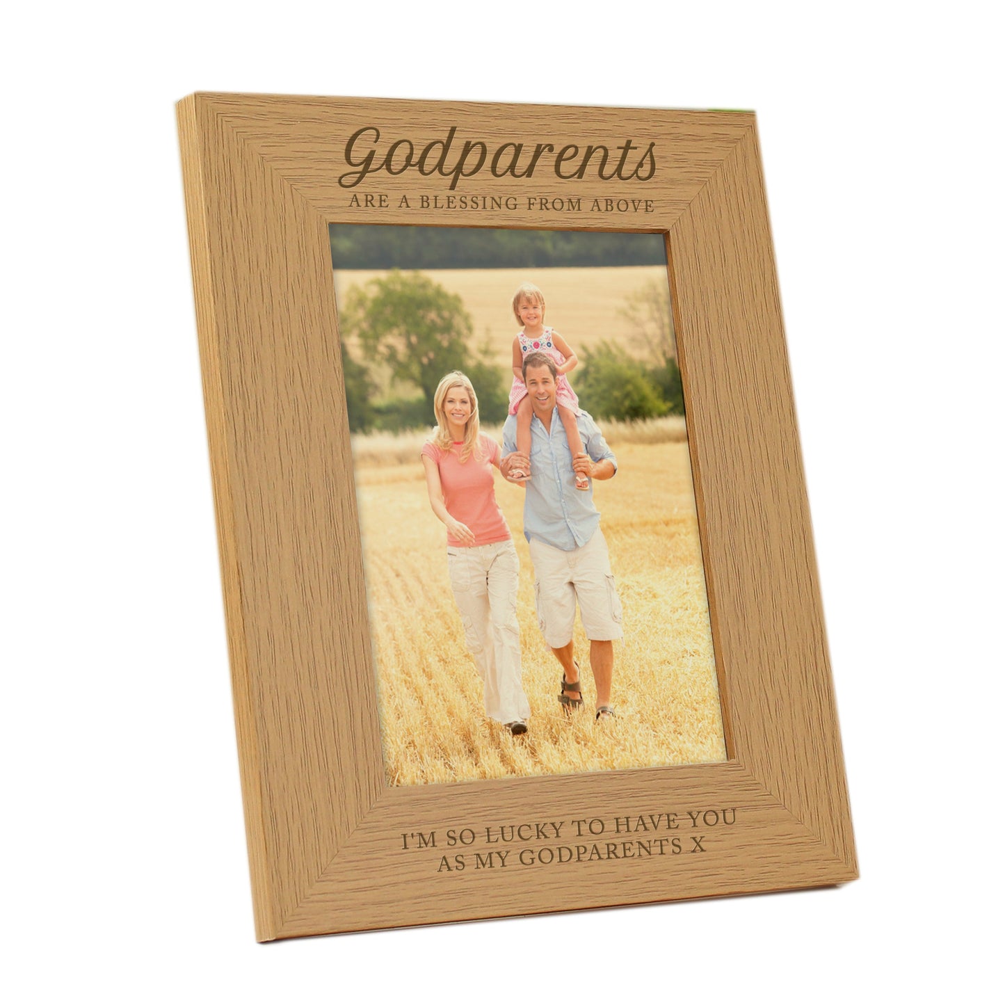 Personalised Godparents 5x7 Oak Finish Photo Frame: 4 - Photo Frames By Gift Moments