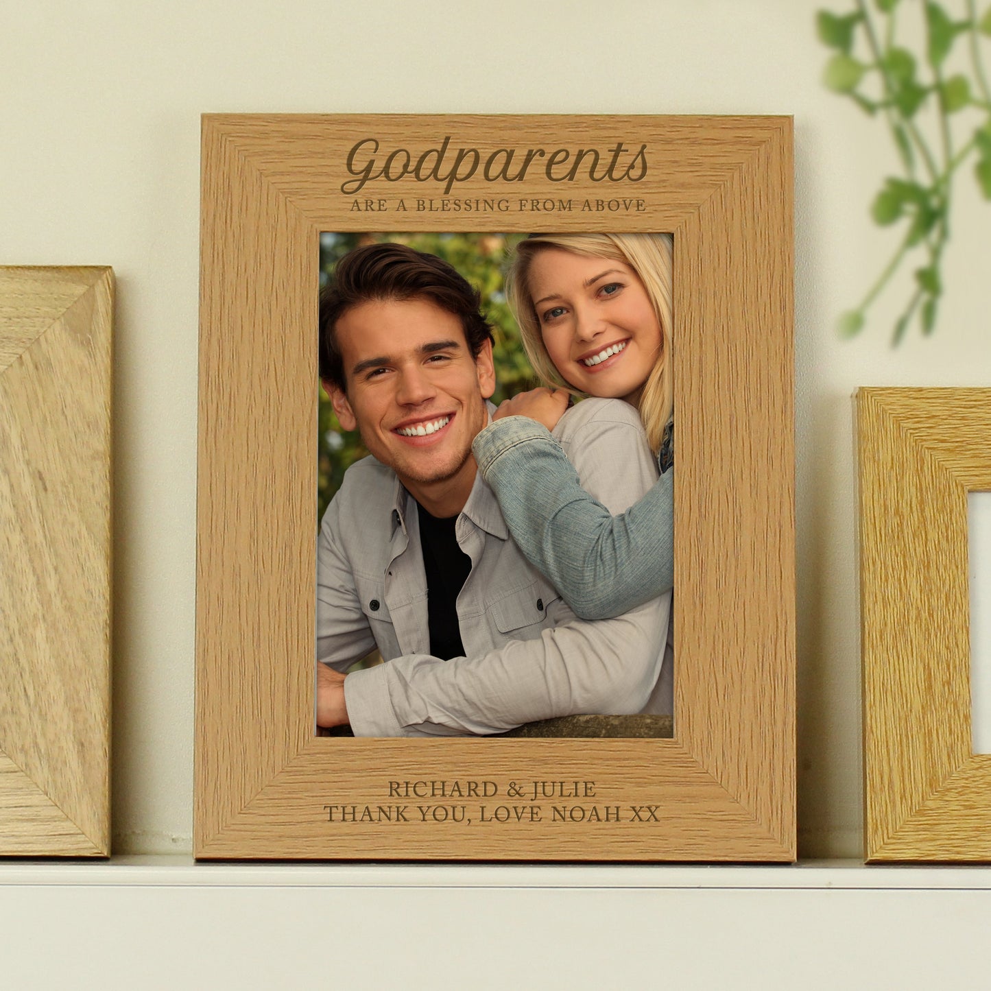 Personalised Godparents 5x7 Oak Finish Photo Frame: 2 - Photo Frames By Gift Moments