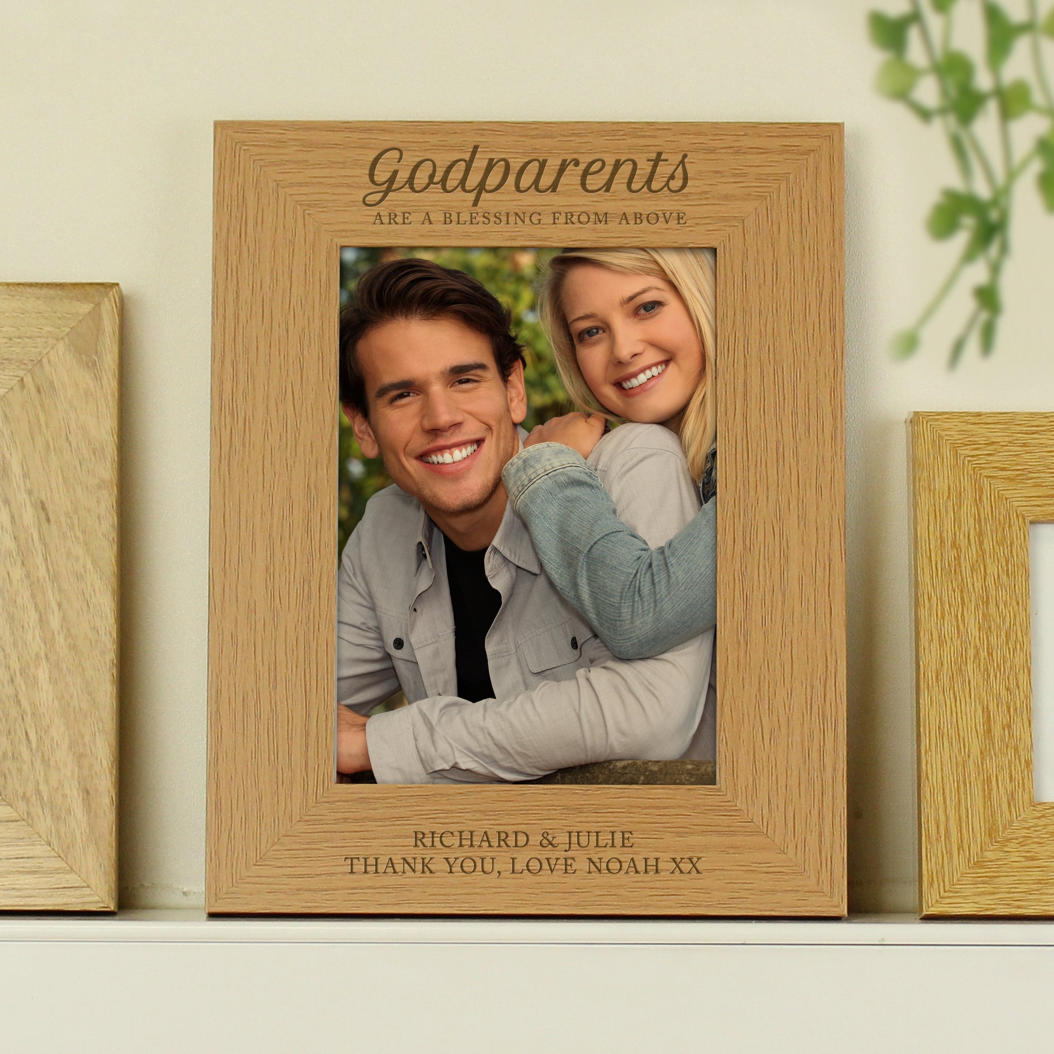 Personalised Godparents 5x7 Oak Finish Photo Frame: 2 - Photo Frames By Gift Moments