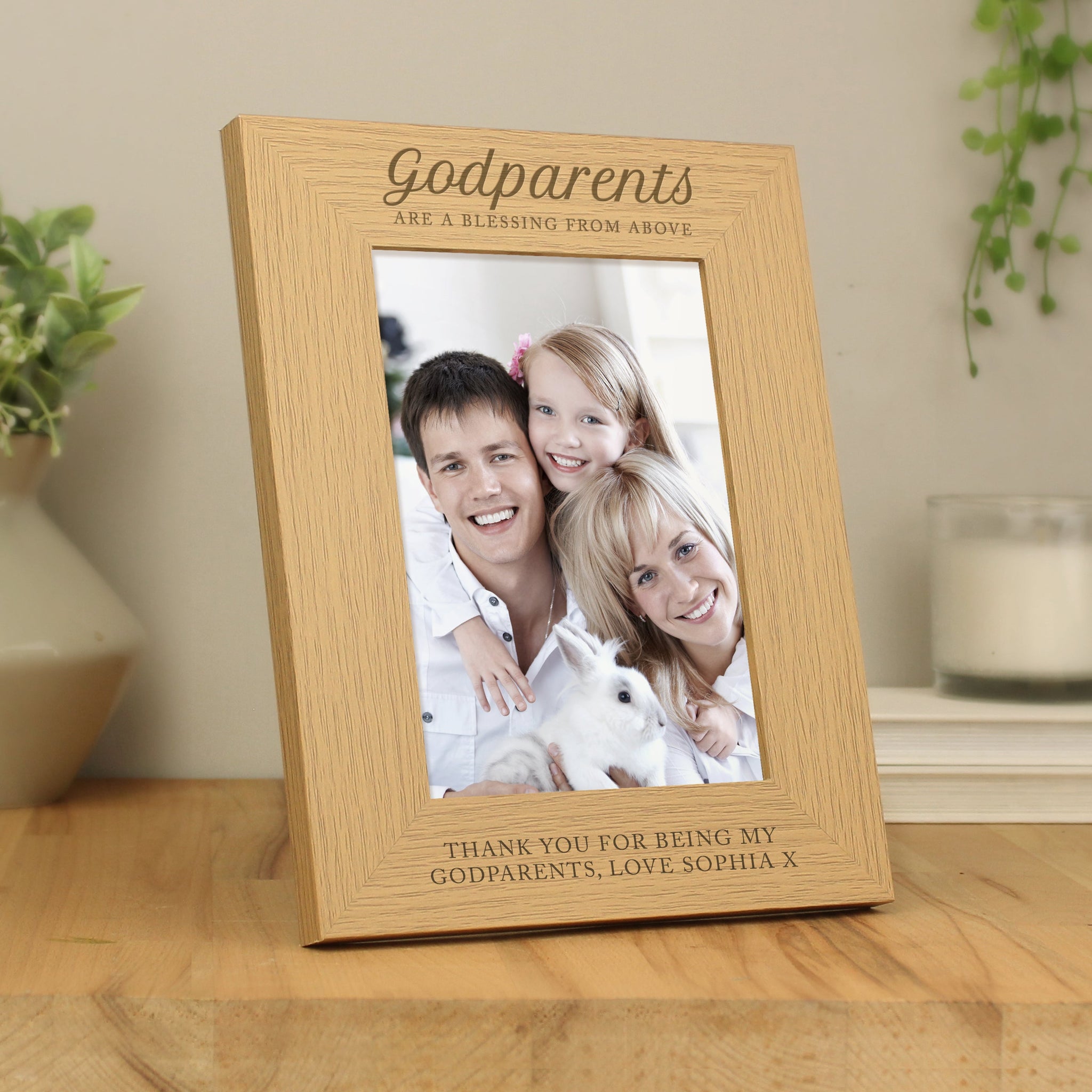 Personalised Godparents 5x7 Oak Finish Photo Frame: 1 - Photo Frames By Gift Moments
